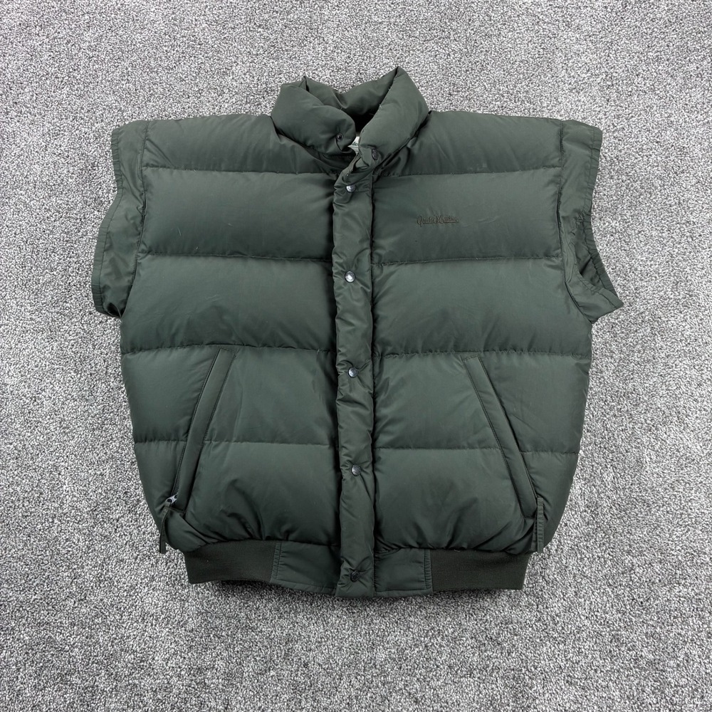 Vintage Gander Mountain Puffer Vest Mens Large Olive Green Goose Down Insulated